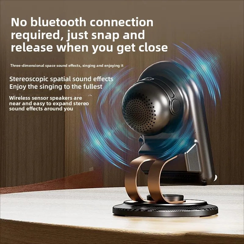 Support de téléphone avec haut-parleur et chargeur sans fil 5 en 1 civ