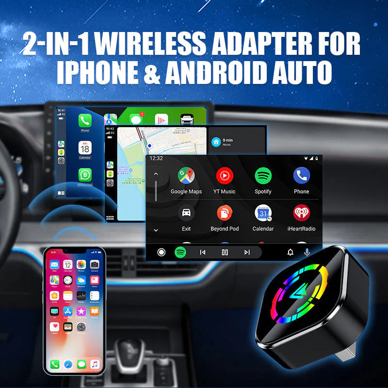 ⚡Adaptateur sans fil 2-en-1 pour iPhone et Android Car 2025 GAB