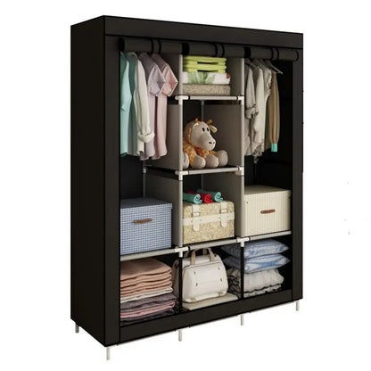 Armoire en Tissu Multifonction avec Étagères