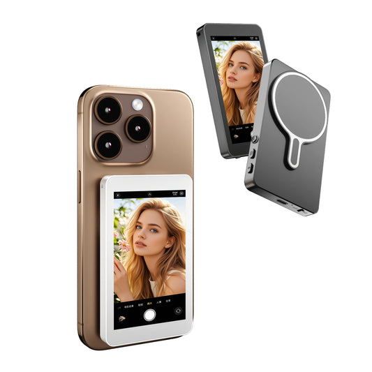 Écran de Moniteur Selfie, Magnétique Retour Camera Compatible avec iPhone et Android Vlog TikTok LiveStream